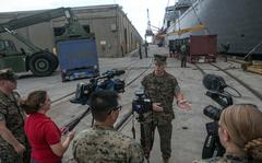 Brig. Gen. Stephen M. Neary, then the 2nd Marine Expeditionary Brigade commanding general, answers questions during an interview at Morehead City, N.C., Sept. 28, 2018. A Marine Corps Inspector General report found that Neary used a racial slur, which he said was part of a "teachable moment," while speaking to Marines during his assignment as the two-star head of U.S. Marine Forces Europe and Africa in 2020.