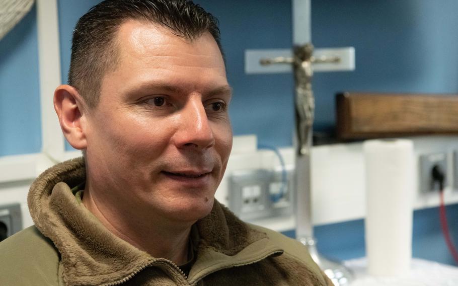 Army chaplain Capt. Jeremi Wodecki said he provides equal support to inmates and prison staff at U.S. Army Regional Correctional Facility-Europe. Wodecki spoke about his experiences at the facility on Nov. 22, 2022.