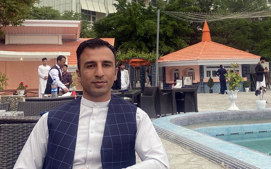 Shams Rahmani, 34, a former site manager for a U.S. military contractor in Afghanistan, at the Intercontinental Hotel in the Afghan capital, Kabul, in 2020. He was evacuated to the United States last year and will attend the 2023 State of the Union address by President Joe Biden.