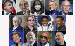 President Joe Biden will present the Medal of Freedom to 17 people in early July at the White House. Thirteen of those to be honored are pictured here. Top row from left: AFL-CIO president Richard Trumka, Khizr Khan, nurse Sandra Lindsay, soccer star Megan Rapinoe, and former Sen. Alan Simpson. Center row from left: Retired Air Force Brig. Gen. Wilma L. Vaught, Former Rep. Gabby Giffords, Olympic gymnast Simone Biles, and actor enzel Washington. Bottom row from left: Sister Simone Campbell, former Sen. John McCain, Fred Gray, and Apple co-founder Steve Jobs.