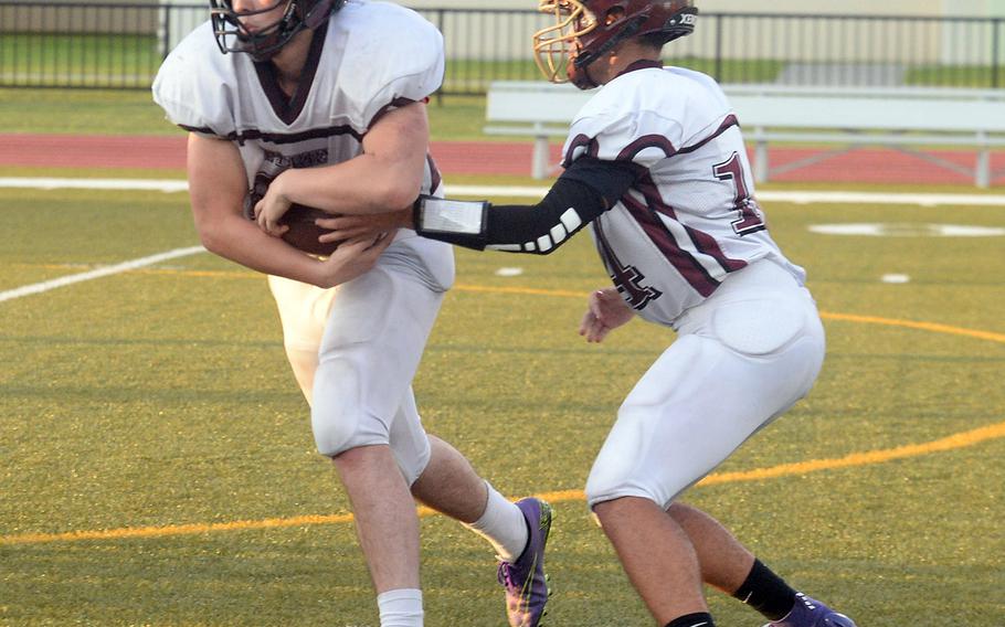 Seniors Zeke Santascoy and Roy Clayton bolster the backfield for the Samurai.