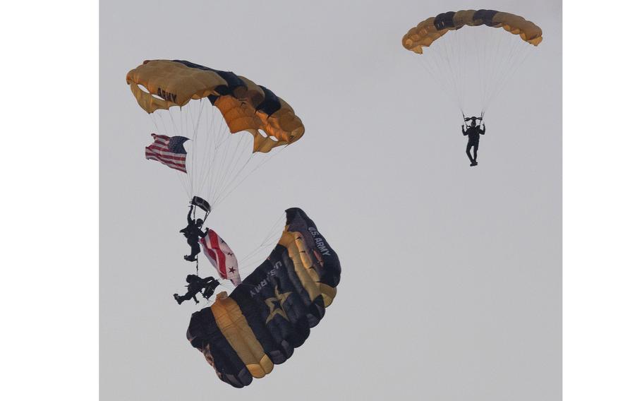 The Army’s Golden Knights parachute from the air