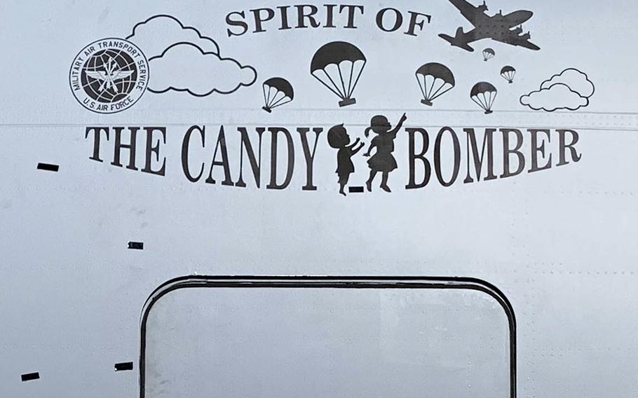 The U.S. Air Force renamed a C-17 Globemaster III to "Spirit of the Candy Bomber" in Provo, Utah, May 20, 2022, in honor of Gail Halvorsen, the original "Candy Bomber" of the Berlin Airlift.