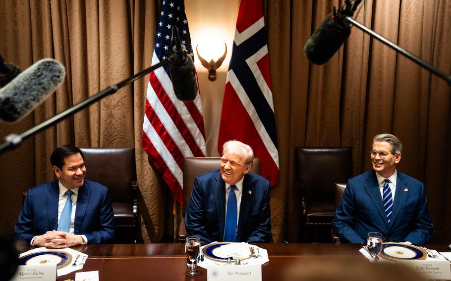 Secretary of State Marco Rubio, President Donald Trump and Treasury Secretary Scott Bessent in the White House