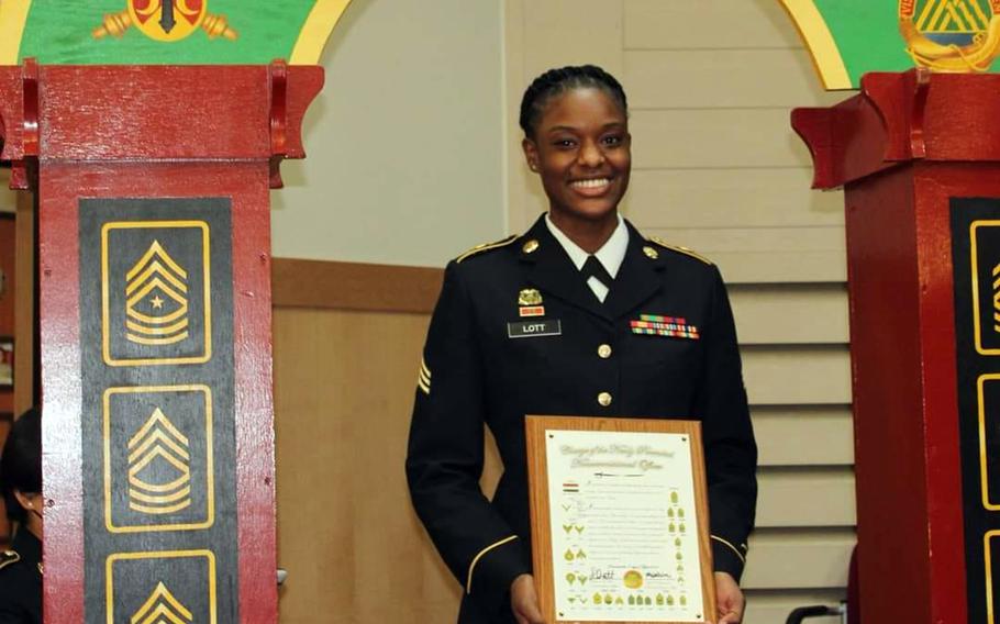 Sgt. Damionia Lott served as a supply sergeant with the 70th Brigade Support Battalion, 210th Field Artillery Brigade at Camp Casey, South Korea. She died at an off-base hospital on Sept. 18, 2021, according to the 2nd Infantry Division. 