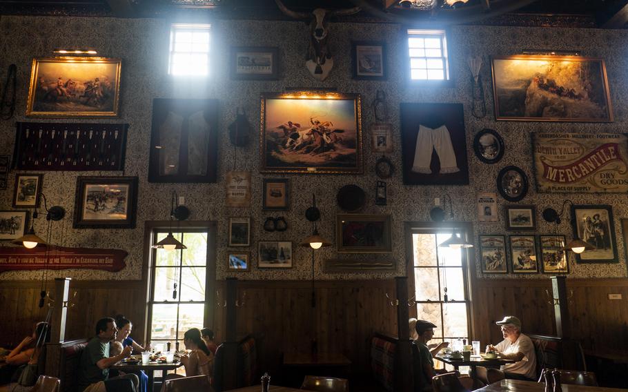 Saturday breakfast amid historic memorabilia and air conditioning at The Ranch at Death Valley. 