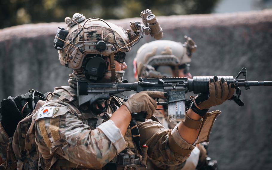 U.S. and South Korean special operations forces conduct helocast training during Rim of the Pacific, or RIMPAC, near Bellows Air Force Station, Hawaii, July 20, 2022. 