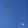 A U.S. Army aerial drone delivers a payload of medical supplies during the exercise Project Convergence 22 at Fort Irwin, Calif., Oct. 28, 2022. The drop was part of Army efforts to find aerial drones that can deliver medical supplies, such as blood, to wounded troops as fast as possible. 