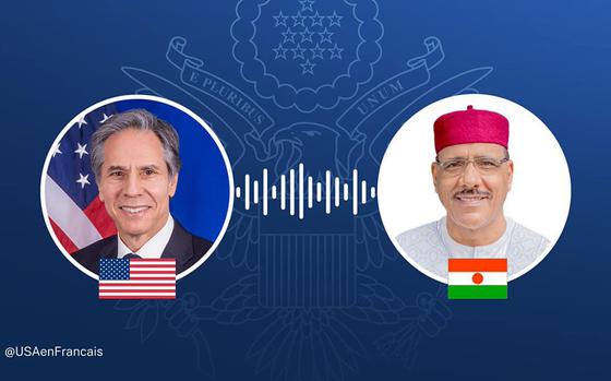 Secretary of State Antony Blinken voiced U.S. support for the President of Niger Mohamed Bazoum. “The United States condemns efforts to forcibly overthrow the constitutional order of Niger and stresses that our partnership depends on the pursuit of democratic governance.”