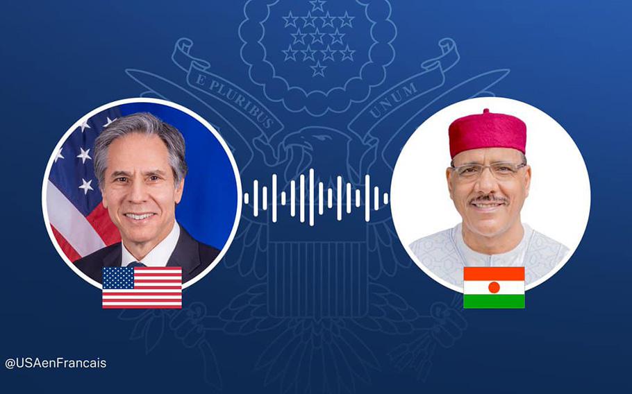 Secretary of State Antony Blinken voiced U.S. support for the President of Niger Mohamed Bazoum. “The United States condemns efforts to forcibly overthrow the constitutional order of Niger and stresses that our partnership depends on the pursuit of democratic governance.”