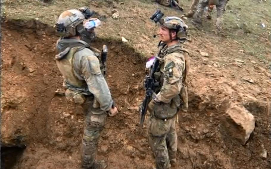 Marine Corps Staff Sgt. Nicholas J. Jones, seen here in a screengrab from a Talons Reach Foundation YouTube video, will receive the Navy Cross during a ceremony Aug. 26, 2021, Marine Forces Special Operations Command said Wednesday.