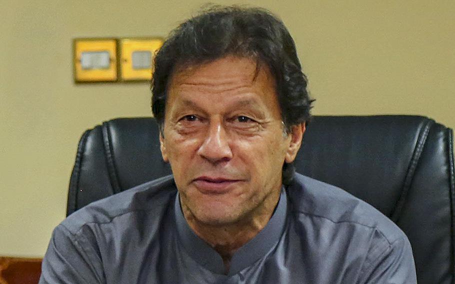 Then-Pakistani Prime Minister Imran Khan as seen in a meeting in Islamabad, Pakistan on Sept. 5, 2018.