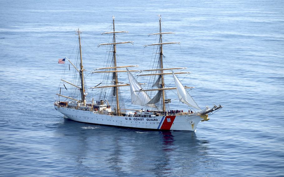 The U.S. Coast Guard Cutter Eagle in the water