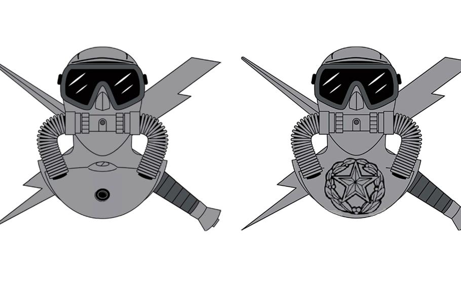 The Air Force has approved new badges for combat divers, which will replace the Navy scuba badge. The diver badge is on the left and the combat dive supervisor badge is on the right.