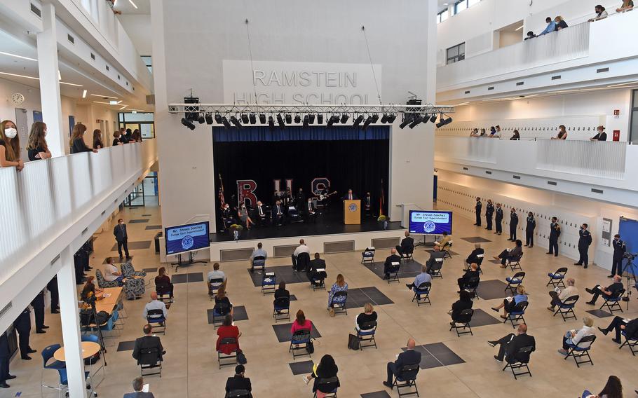 Students, staff members and guests attended a ceremonial opening at the new Ramstein High School on Tuesday, Sept. 14, 2021.