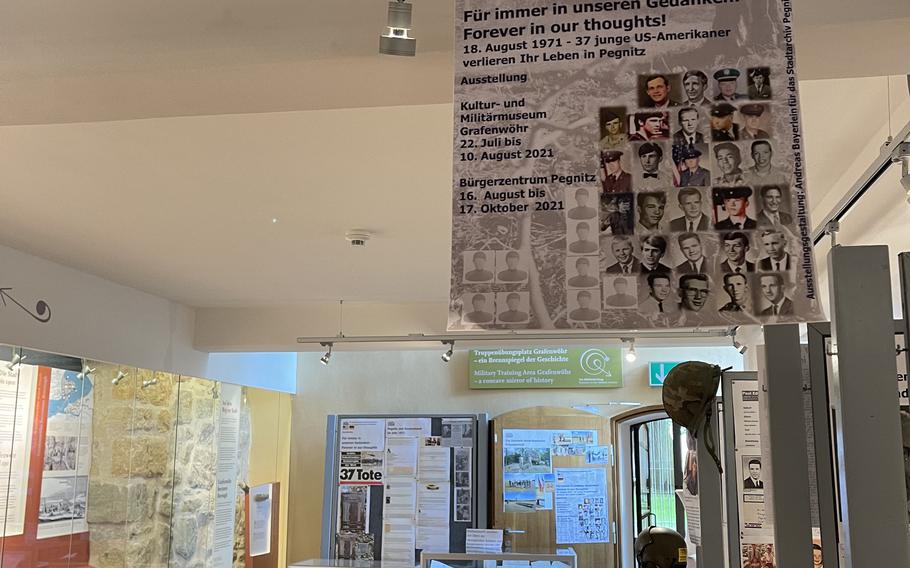 The Grafenwoehr Museum for Cultural and Military History displays an exhibit on a tragic helicopter crash in 1971 that killed 37 U.S. soldiers near Pegnitz, Germany. The exhibit will remain at Grafenwoehr through Aug. 10 before moving to Pegnitz.