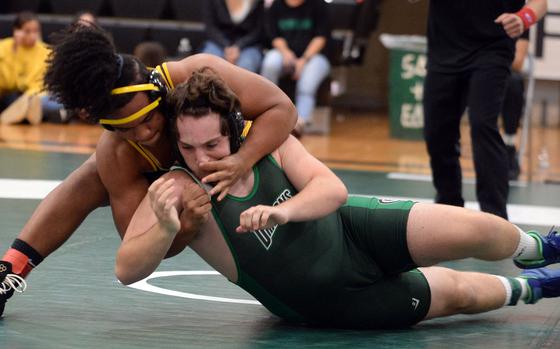Kadena's Jeremiah Drummer, Kubasaki's Anthony Castle and St. Mary's and Nile C. Kinnick resume wrestling Saturday with the 9th Rumble on the Rock Invitational Tournament at Kadena. 