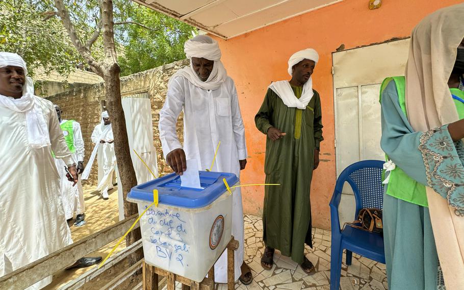 Chadians vote in N’djamena, Chad, Monday, May 6, 2024. 