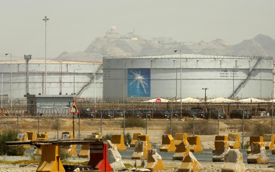 Storage tanks at the North Jiddah bulk plant, an Aramco oil facility, in Jiddah, Saudi Arabia, on March 21, 2021. Oil giant Saudi Aramco said Sunday, March 12, 2023, it earned a $161 billion profit last year, attributing its earnings to higher crude oil prices.
