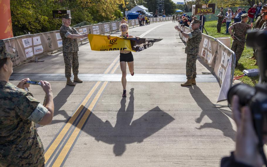 Anna Staats crosses the finish line