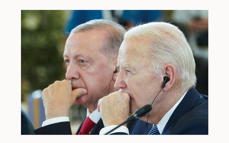 U.S. President Joe Biden and Turkey’s President Recep Tayyip Erdogan attend the second day of the G7 summit in Borgo Egnazia, Italy June 14, 2024. 