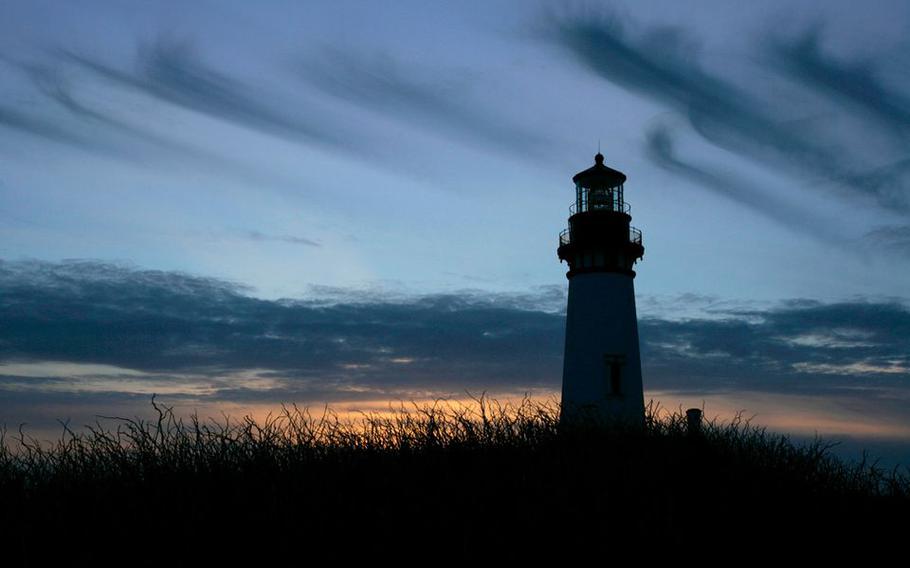 The Yaquina Head Lighthouse during an April sunset in 2007.