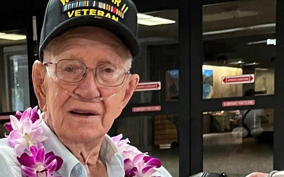 Survivor Edward Carroll attends the 82nd commemoration of the surprise attack on Pearl Harbor on Dec. 7, 2023, in Hawaii.