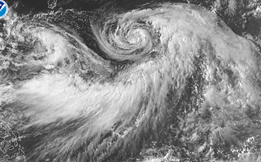 Hurricane Iona forming in the central Pacific Ocean