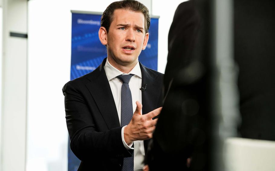 Sebastian Kurz, Austria’s chancellor, speaks during a Bloomberg Television interview in New York on Sept. 22, 2021. 