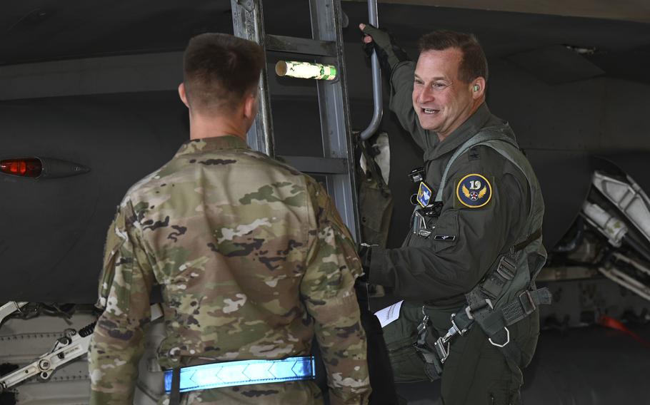Air Force Maj. Gen. Phillip Stewart pictured after an F-16 Viper sortie at Holloman Air Force Base, N.M., on Sep. 29, 2022. 