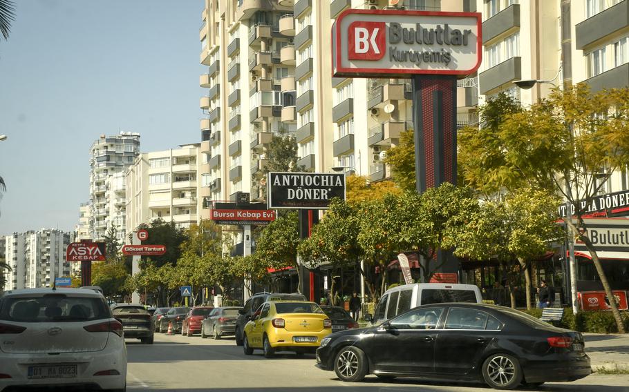The center of Adana, Turkey, is about 15 minutes away via taxi from Incirlik Air Base. The city of about 2 million people has many coffee shops and kebab restaurants.