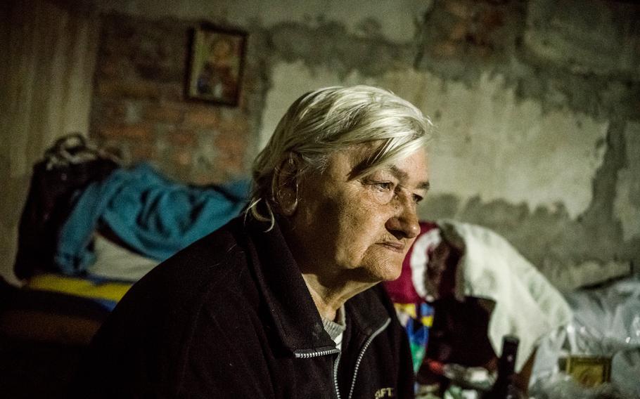 Nadia Alexandrovna came to the basement shelter after first she and then her daughter lost their apartments in bombings.