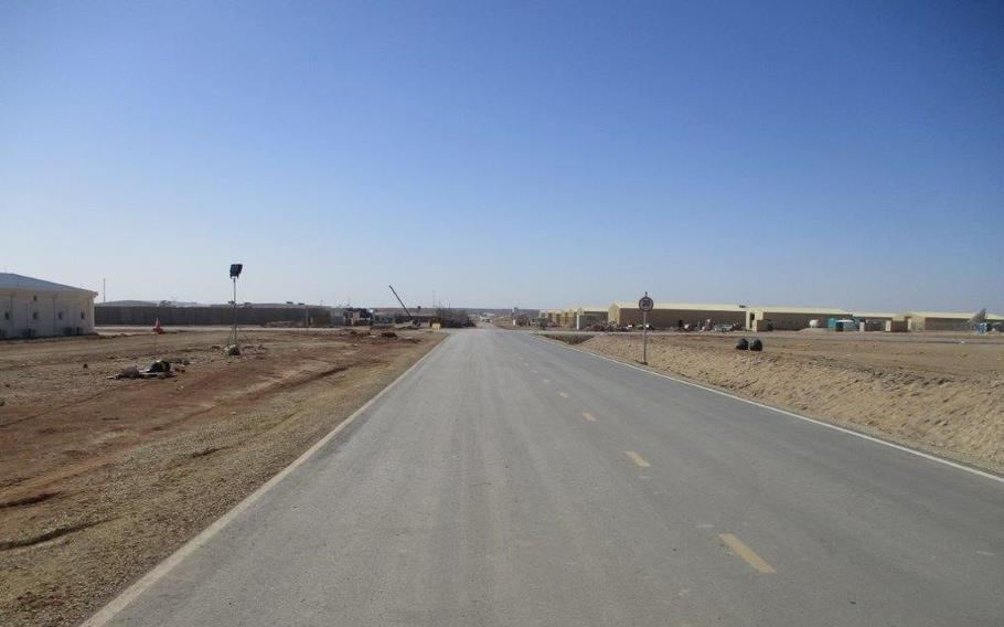 The U.S. military is spending more than a quarter of a billion dollars to build up a seldom-acknowledged air base in Jordan, shown here in a contractor photo Jan. 2, 2021. The latest project, worth $14.6 million, was announced earlier this week. It involves construction of an air traffic control tower, officials said.