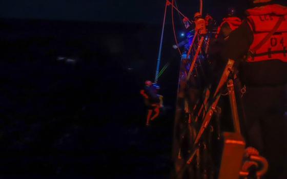 ATLANTIC OCEAN -- The Freedom-variant littoral combat ship USS Cooperstown rescued a civillian mariner off the coast of South Carolina while conducting routine operations 11, Mar. 2023.  USS Cooperstown is assigned to Littoral Combat Ship Squadron 2.
