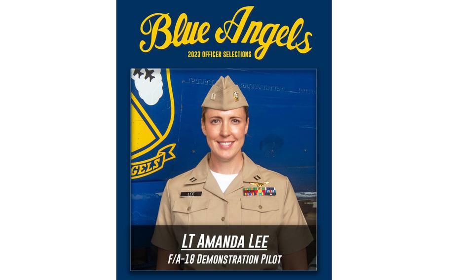 Lt. Amanda Lee of Mounds View, Minn., will be the first woman F/A-18E/F demonstration pilot for the squadron. 