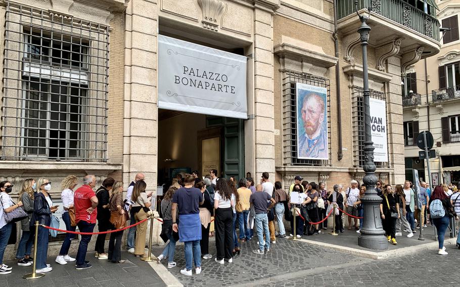 Rome's Palazzo Bonaparte is hosting an exhibition of 50 of Vincent Van Gogh's paintings. The exhibit features the troubled artist's work on loan from Kroeller Mueller Museum in Otterlo, Netherlands through March 26. 