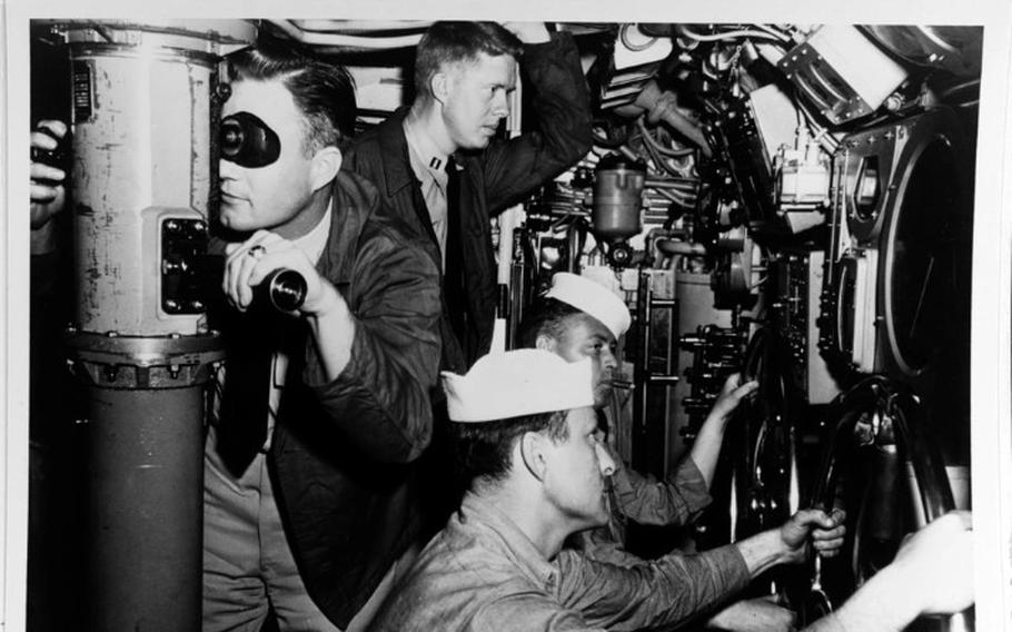 Navy Lt. Jimmy Carter aboard the submarine USS Barracuda in the early 1950s. A Seawolf-class attack submarine was later named for the former president.