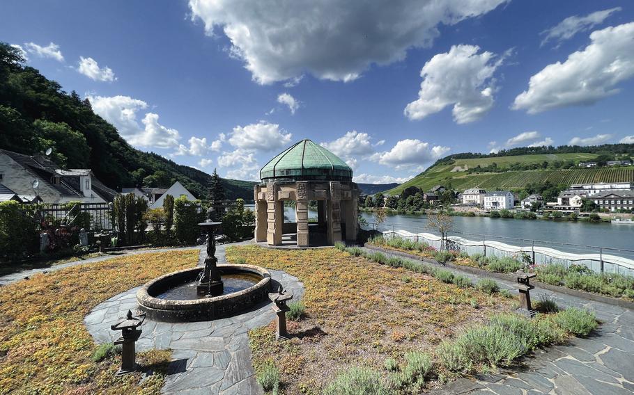 The large rooftop garden offers plenty of opportunity to relax and meditate after seeing more than 2,400 exhibits at the Buddha Museum in Traben-Trarbach, Germany, June 11, 2022. From the roof, visitors can see the town, the Moselle River and surrounding vineyards.