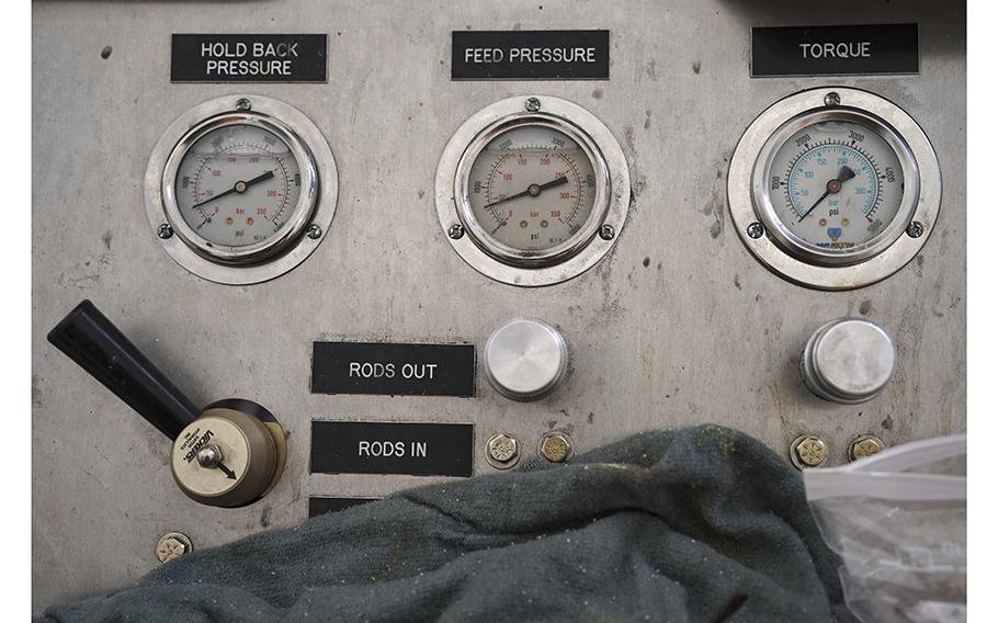 Detail of the control panel for the ASIG drill. 
