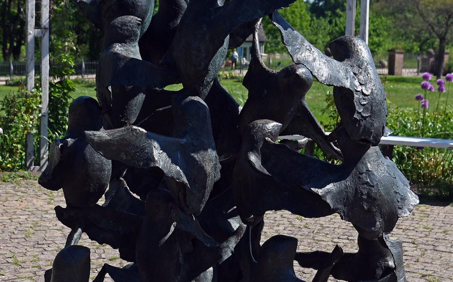 The Auffliegende Taubenschwarm, or Soaring Flock of Doves, by the sculptor Gottfried Schlotter, is one of many artworks in Rosenhoehe Park in Darmstadt, Germany.