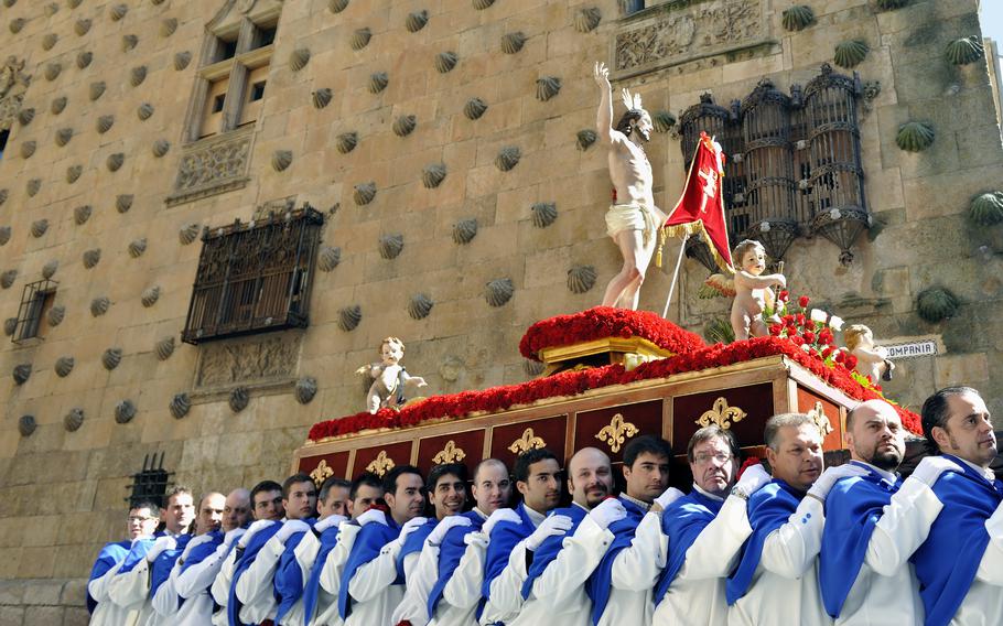 Rota ITT is hosting a trip to see Semana Santa in Sevilla, Spain, April 15. Pictured: A group of  bearers (called Costaleros) carry a religious float (known as a Tronos) during a processions held  in a previous year to celebrate Semana Santa (Easter Holy Week). 
