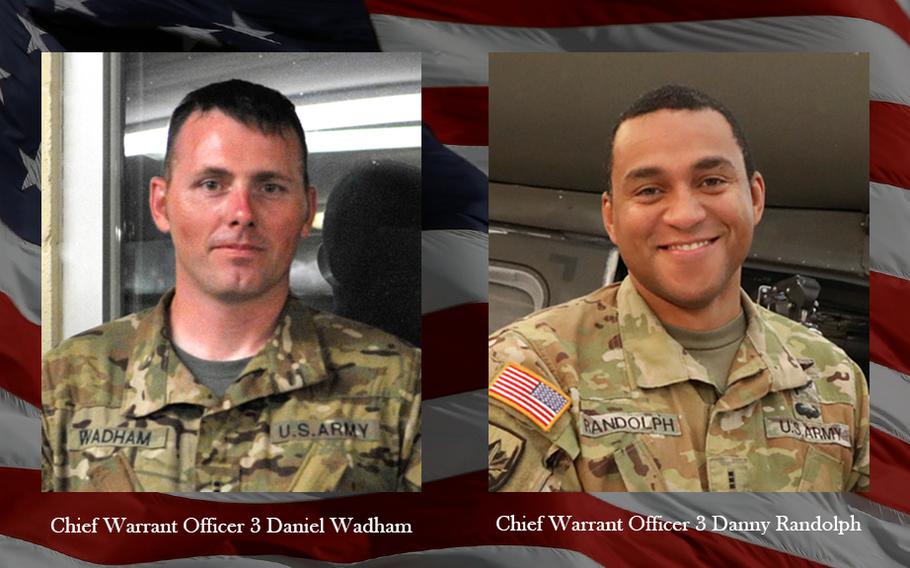 Tennessee Army National Guard pilots Chief Warrant Officer 3 Daniel Wadham, left, and Chief Warrant Officer 3 Danny Randolph were killed Wednesday, Feb. 15, 2023, when their UH-60 Black Hawk helicopter crashed during a training flight near Highway 53 and Burwell Road in Huntsville, Ala. 