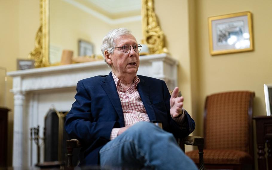 Mitch McConnell during an interview at the U.S. Capitol in Washington, on May 8, 2023. 