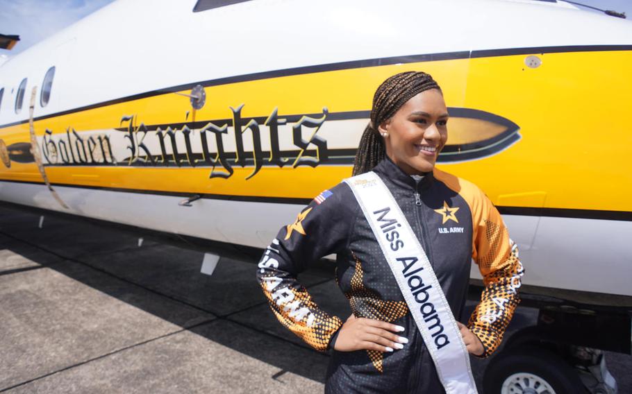 Reigning Miss Alabama, Bri Burrell, at the Beyond the Horizon Air and Space Show at Maxwell Air Force Base, Ala.