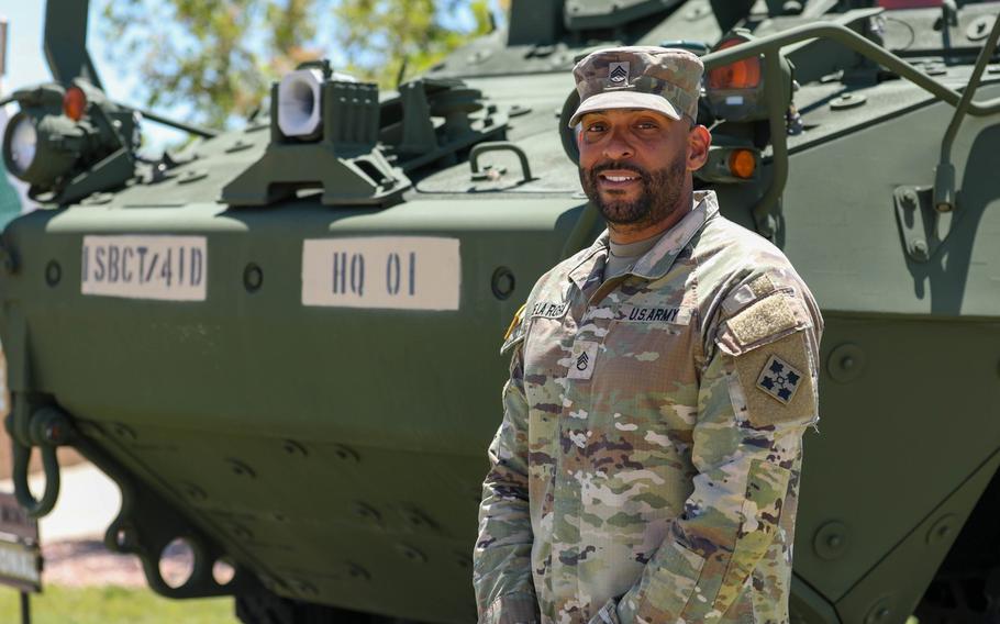 Staff Sgt. Michael De La Rosa, a mechanic assigned to 1st Stryker Brigade Combat Team, 4th Infantry Division, helped pull an unconscious person from a burning truck following an accident on June 26, 2023, in Colorado Springs, Colo. De La Rosa was on his way to the Garden of the Gods when he and another witness saw the accident and rescued the person.