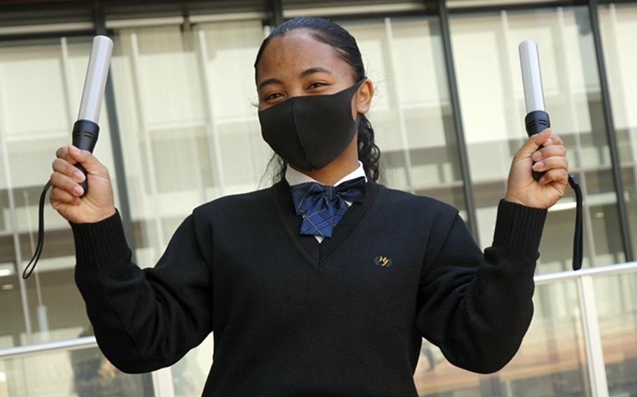 Former Department of Defense Education Activity student Naomi Jack poses at Hiroo Gakuen, a college preparatory school in central Tokyo, Sept. 15, 2021. 