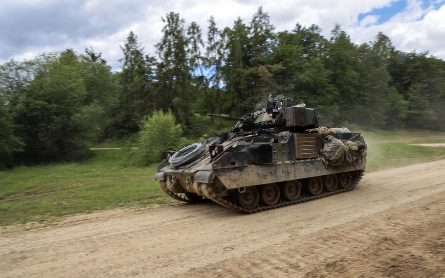 A U.S. Army M2 Bradley infantry fighting vehicle during a training exercise in Germany in June. 