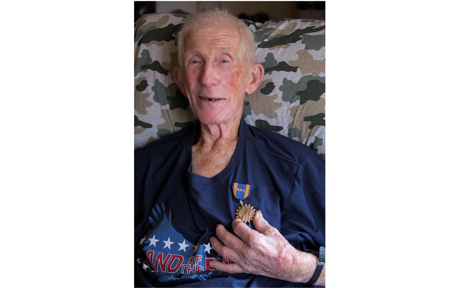 The Air Medal, awarded to George Keeney, who served in the Vietnam War and is in hospice care at his home in New Windsor, Md., on June 19, 2023.