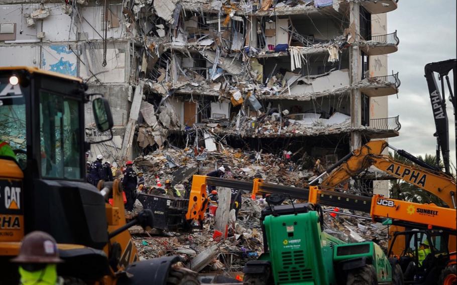 FEMA Urban Search and Rescue workers joined first responders in the aftermath of a building collapse in the Surfside community of Miami-Dade County, Florida.