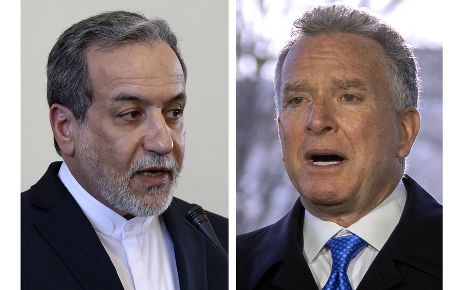 Head shots of Araghchi and Witkoff.